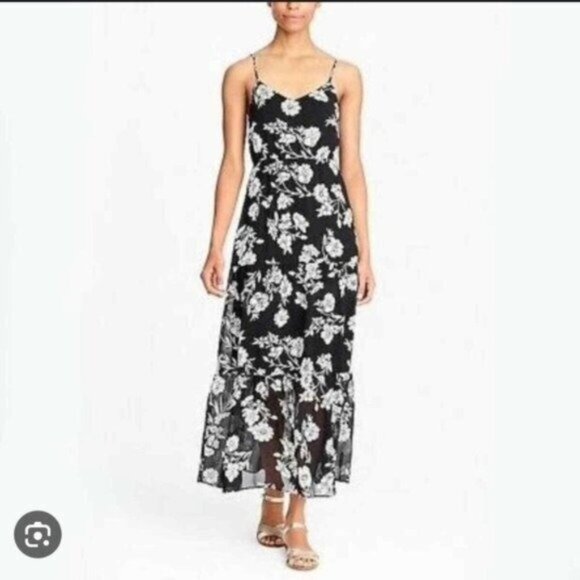 JCrew Black Chiffon Floral Maxi Dress - Picture 7 of 7